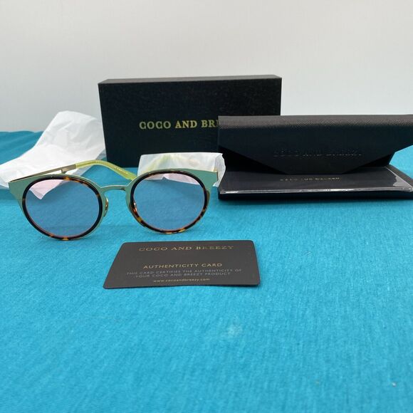 Coco and Breezy Cornell Round Sunglasses Gold/Healing Rose 47mm/22mm/145mm NIB - Picture 1 of 8